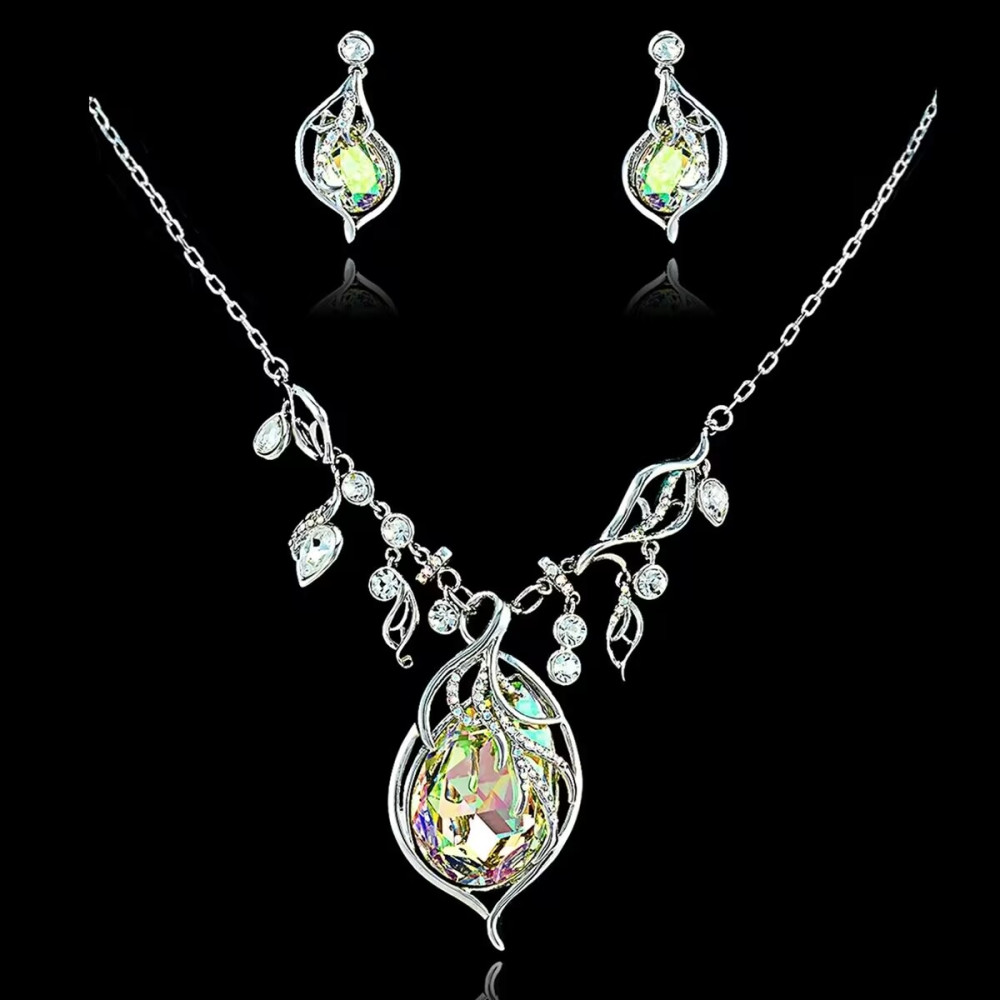Image of Leveles esküvői/alkalmi luxus ékszerszett színjátszó és áttetsző Swarovski kristályokkal (0036.)