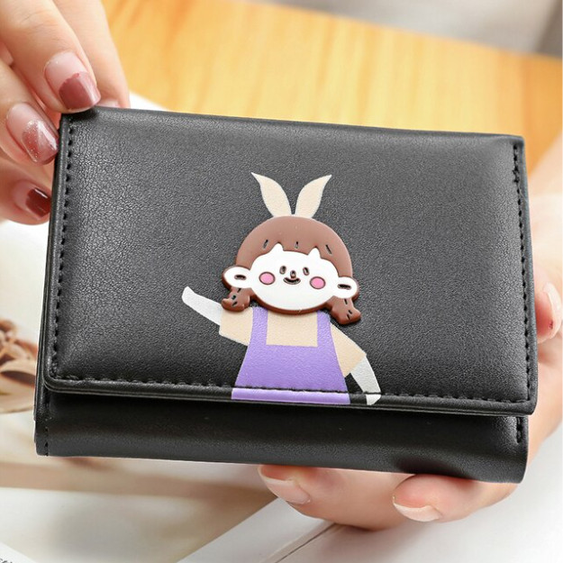 Image of Fekete színű női pénztárca kislány mintával (1020.)