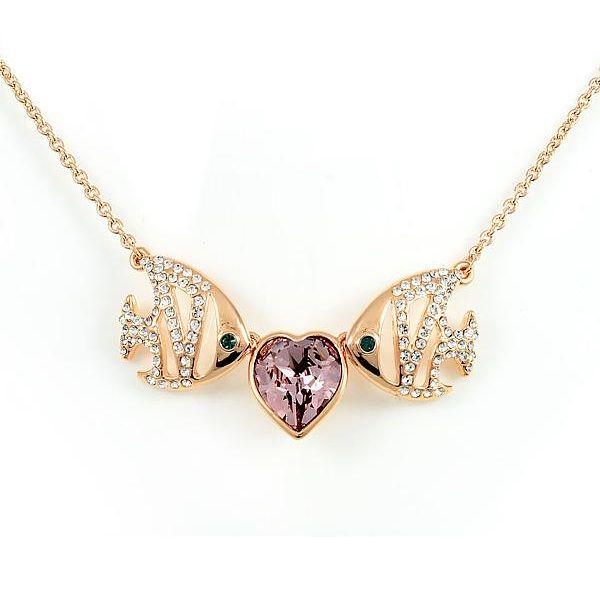 Image of Rózsaarannyal bevont hal pár nyaklánc Swarovski kristályokkal (0379.)