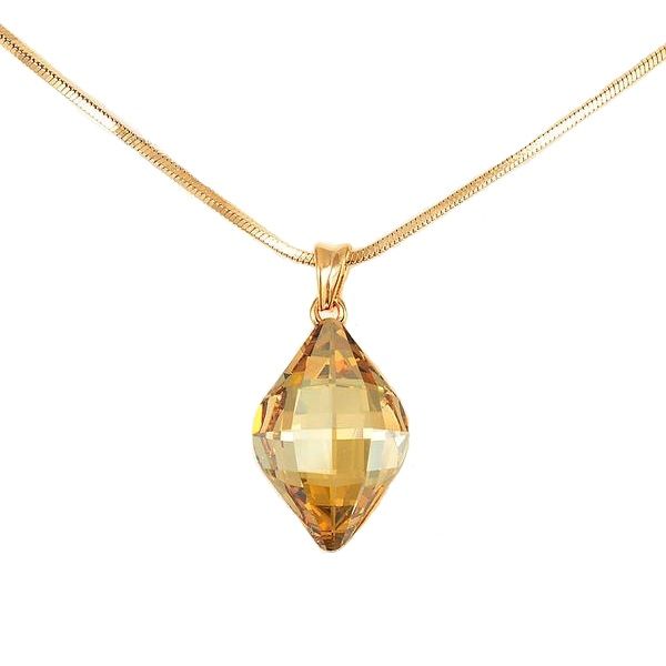 Arannyal bevont exkluzív rombusz nyaklánc pezsgőszínű Swarovski kristállyal + AJÁNDÉK DÍSZDOBOZ (0555.) Arannyal bevont exkluzív rombusz nyaklánc pezsgőszínű Swarovski kristállyal + AJÁNDÉK DÍSZDOBOZ (0555.)