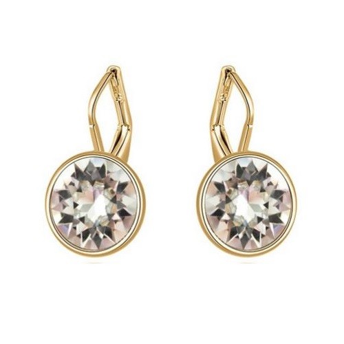 Image of Arannyal bevont akasztós fülbevaló áttetsző ausztriai kristályokkal (0641.)