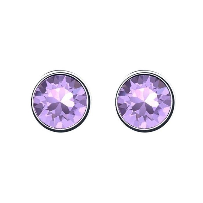 Image of Ródiummal bevont "pötty" fülbevaló világoslila Swarovski kristállyal (0,7 cm-es) (0017.)