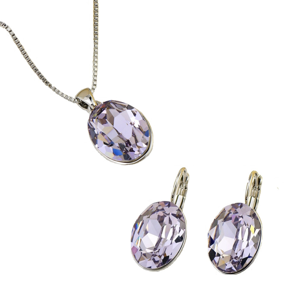 Image of Elegáns ovális ékszerszett halványlila Swarovski kristályokkal (0905.)