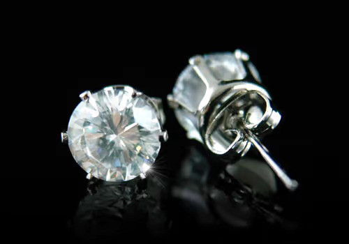 Image of 18k fehérarannyal bevont férfi fülbevaló kör alakú szimulált gyémánttal (8mm-es) (0602.)