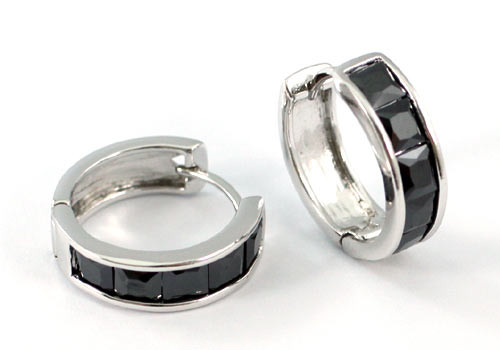 Image of Fekete cirkónia férfi karika fülbevaló (5mm-es) 1 pár (0600.)