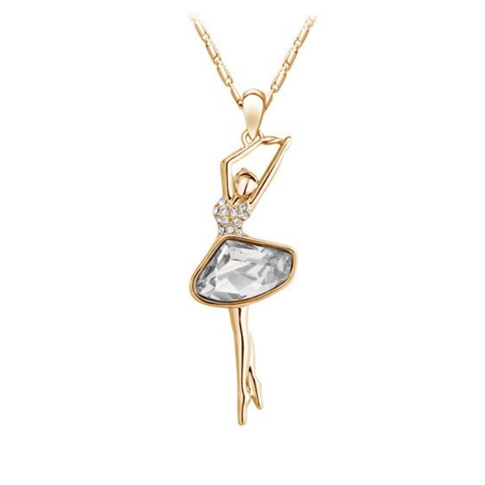Image of Arany színű táncosnő nyaklánc áttetsző kristállyal (0643.)