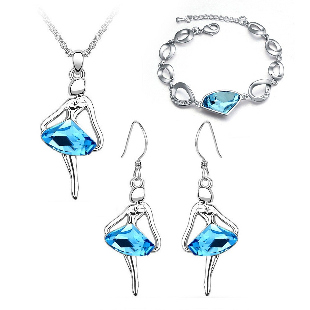 Image of Táncosnő ékszerszett kék egyedi kristállyal (0428.)