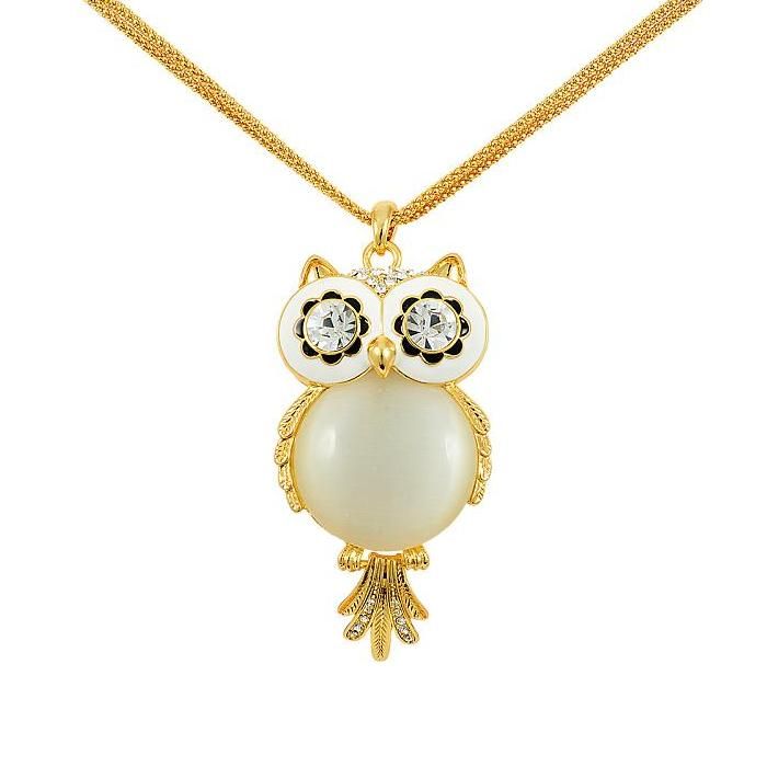 Image of Arannyal bevont bagoly pulóvernyaklánc egyedi kristályokkal (1027.)