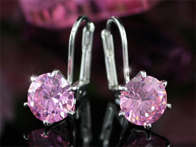Image of Fehérarannyal bevont pink zafír fülbevaló (0043.)