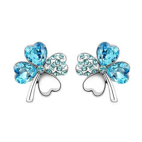 Image of Fehérarannyal bevont égszínkék lóhere fülbevaló csodaszép ausztriai kristályokkal (0975.)