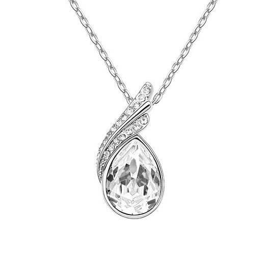 Image of Esőcsepp nyaklánc fehérarany bevonattal, áttetsző ausztriai kristállyal (0161.)